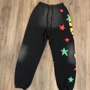 Palm Angels Black Joggers with Star and Stripe Design